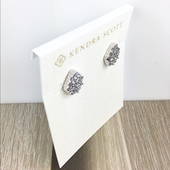 Kendra Scott Tessa Silver Stud Earrings in Platinum Drusy • Impressions
